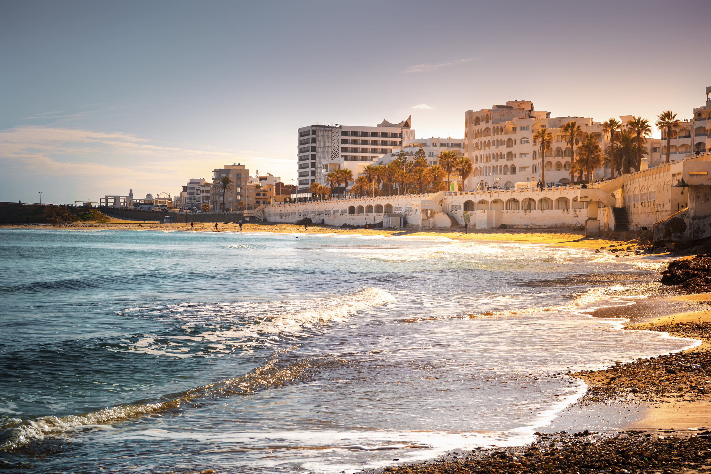 View of the Mediterranean Sea. Monastir. Tunisia. Panoramic view of the city and the coast opens from the observation tower Ribat