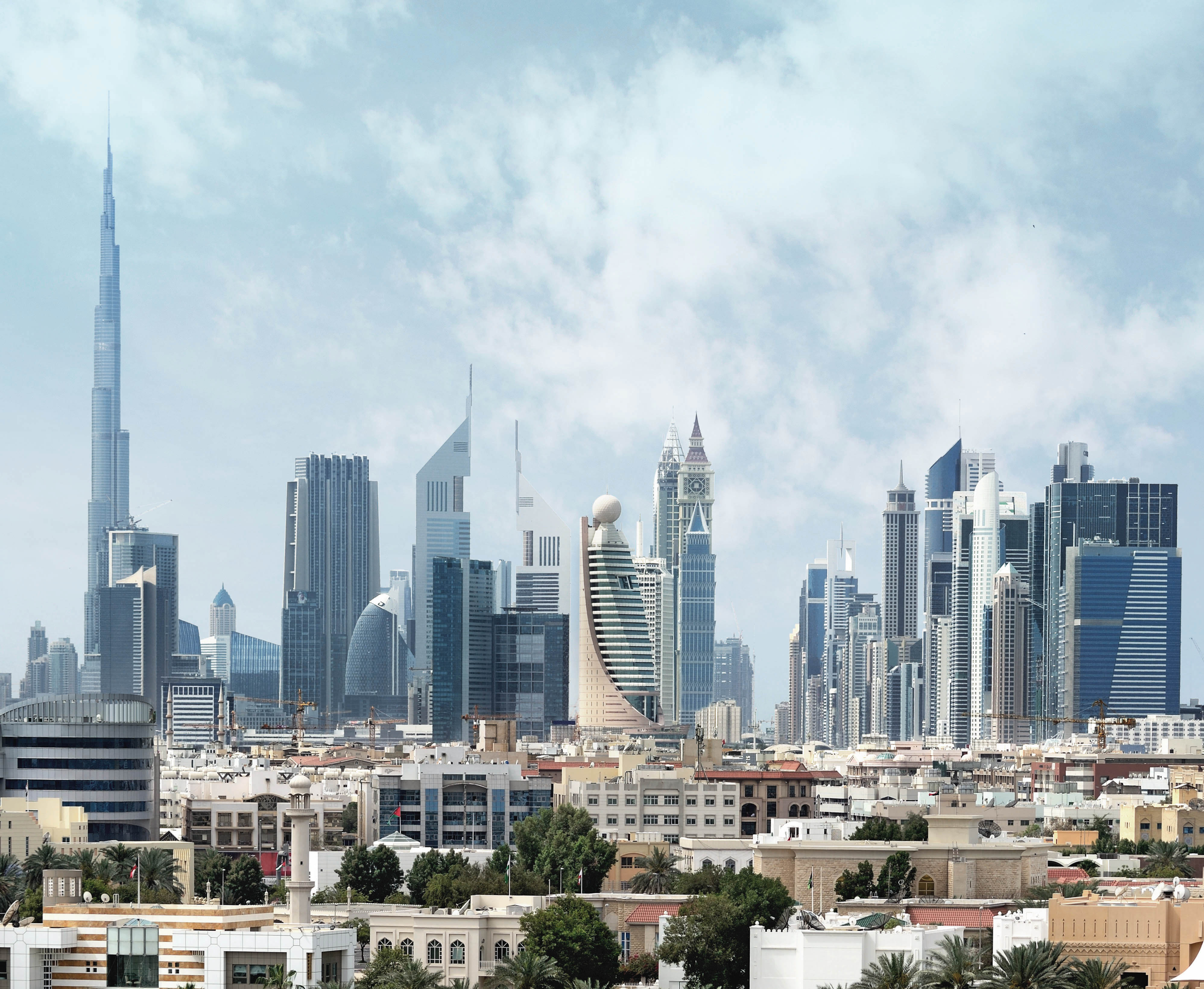 Dubai low and tall buildings, seen from old town