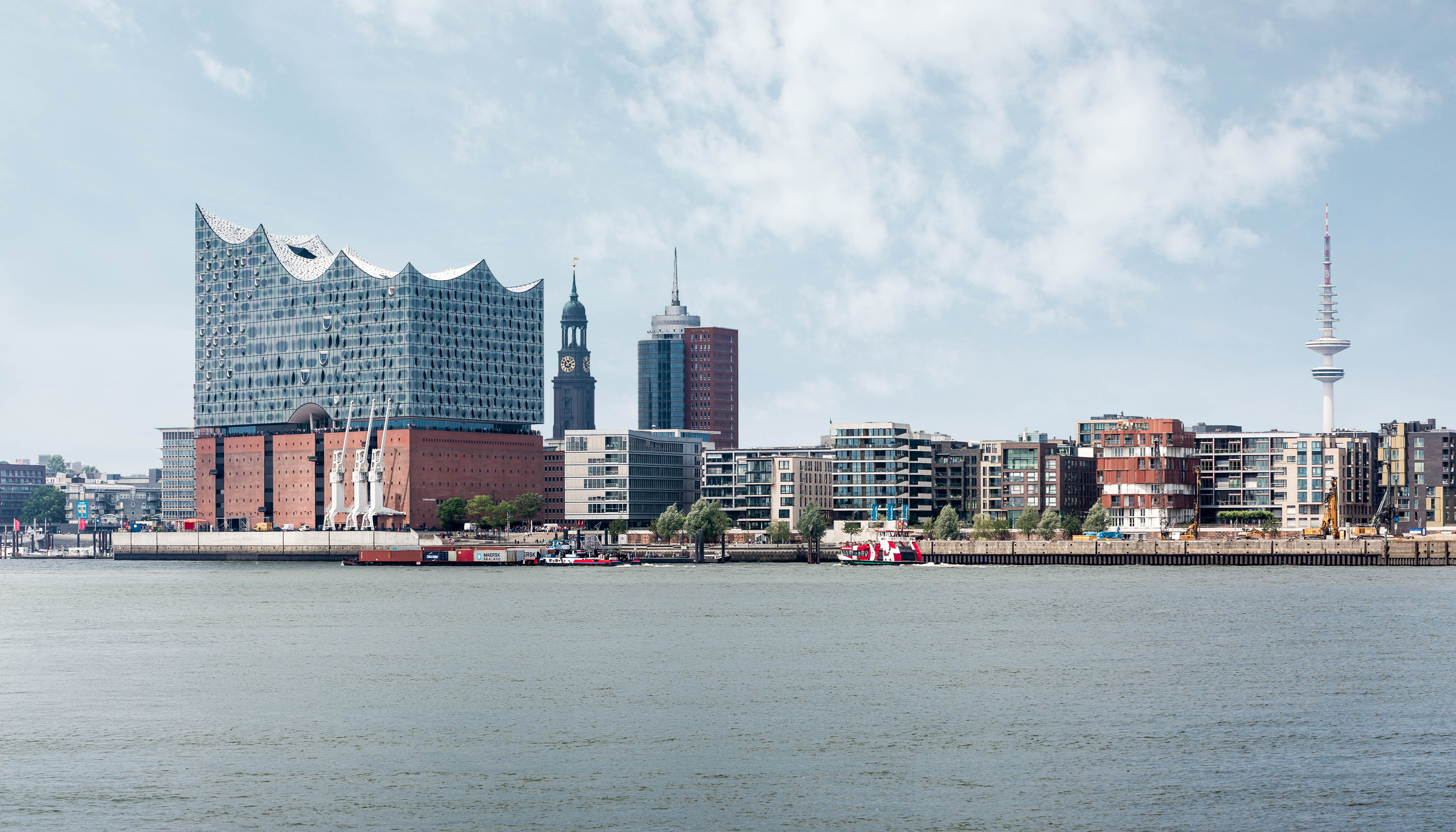 The port of Hamburg with Elbphilharmonie