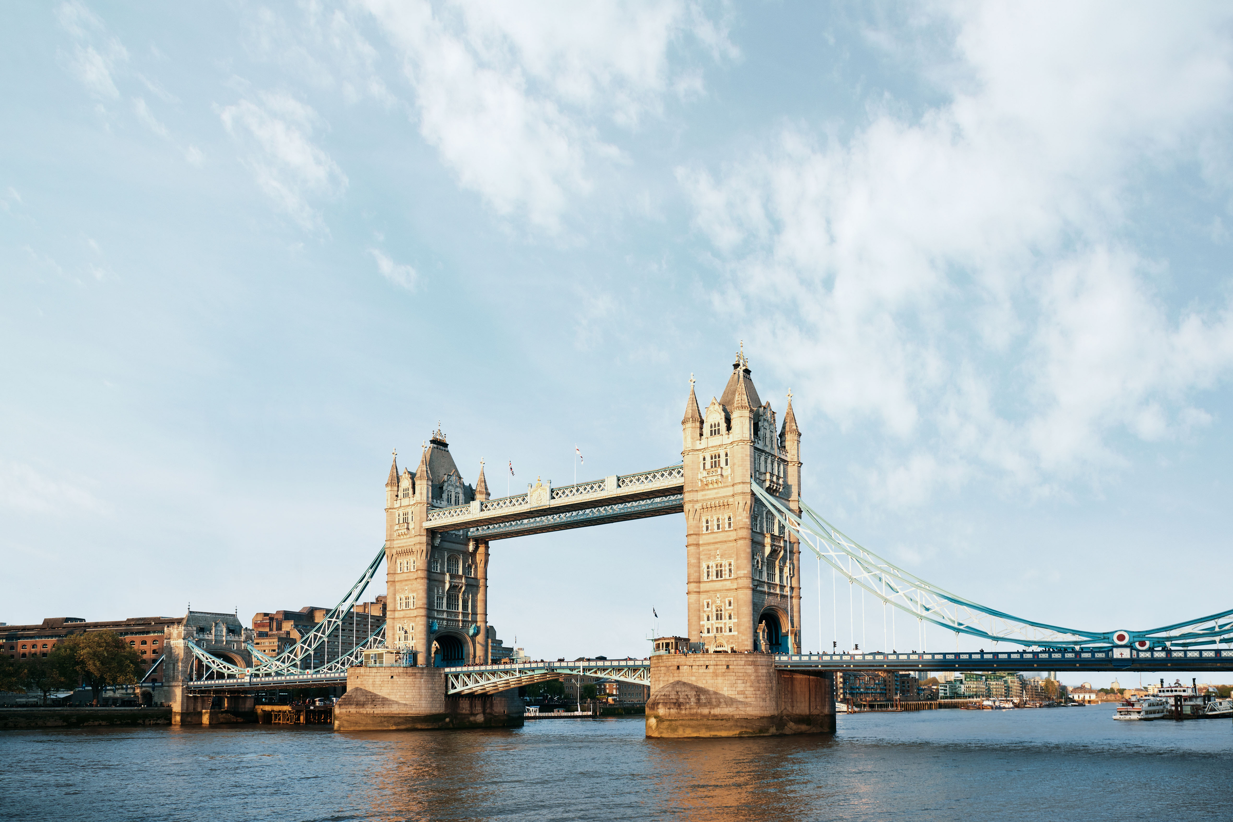 UK,London,Tower Bridge with clouds overhead