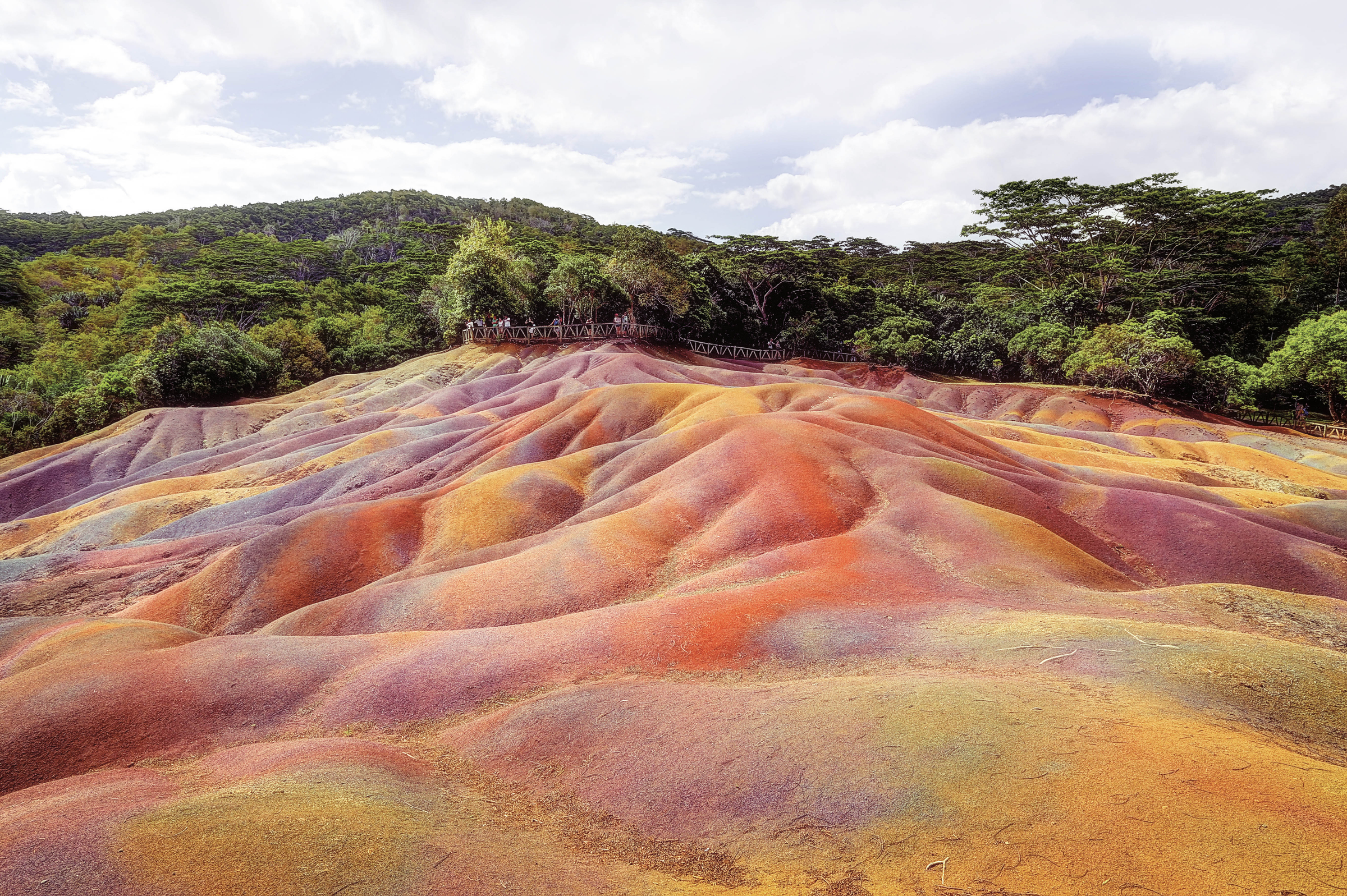 Chamarel, Mauritius - November 2015: the geological formation "Seven Coloured Earths"