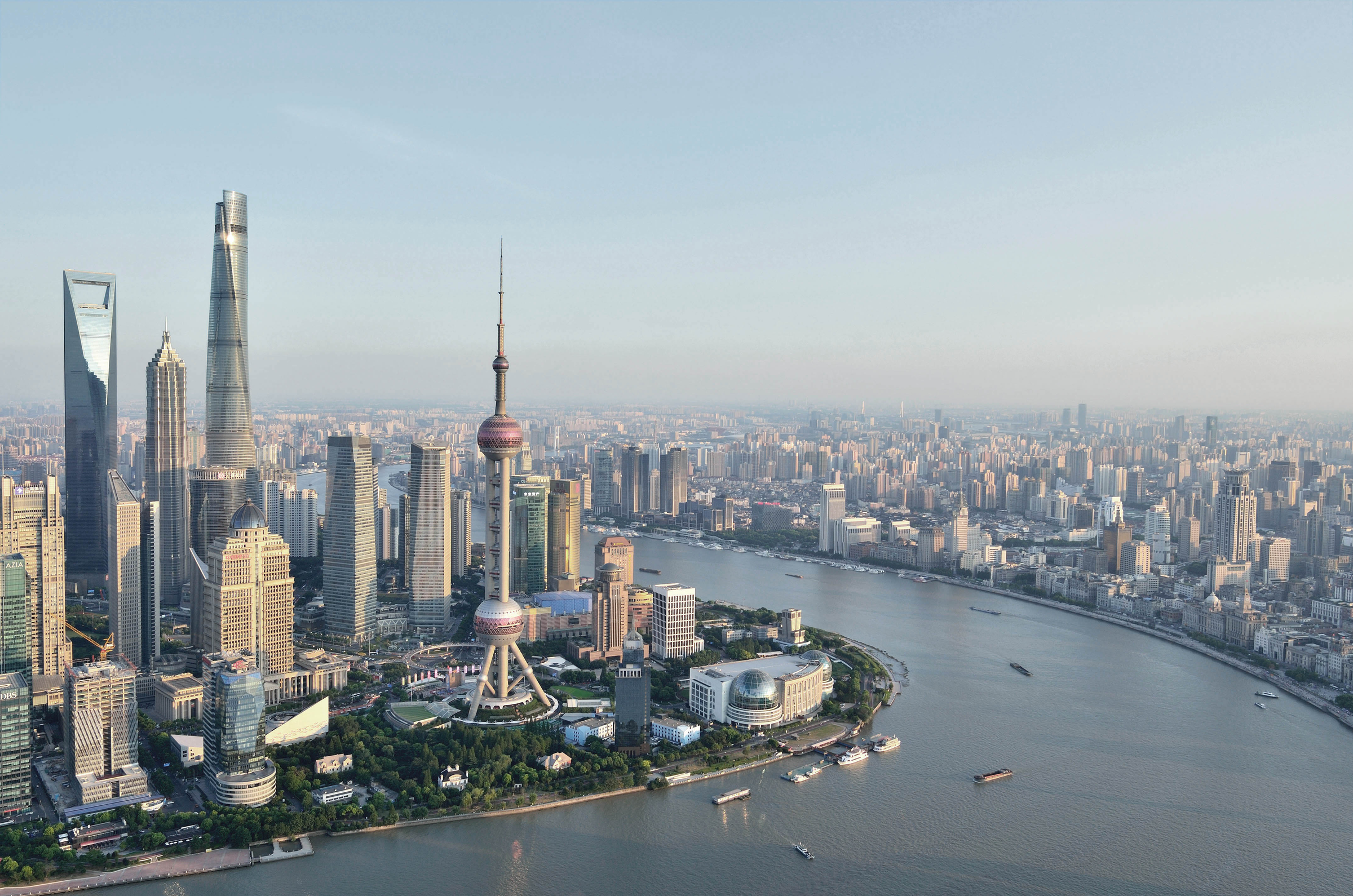 Shanghai urban skyline and the bund, China.