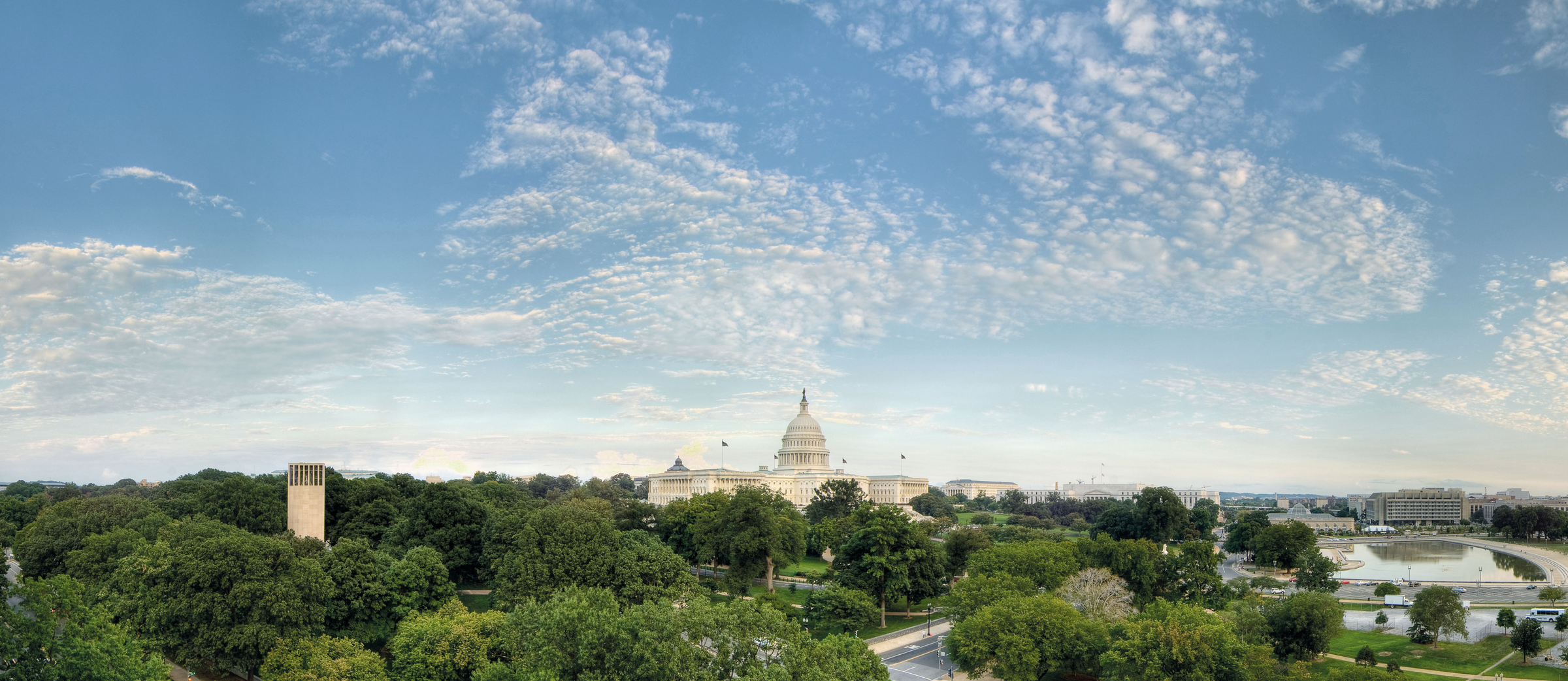 Panoramic of Washington, DC with Capitol.