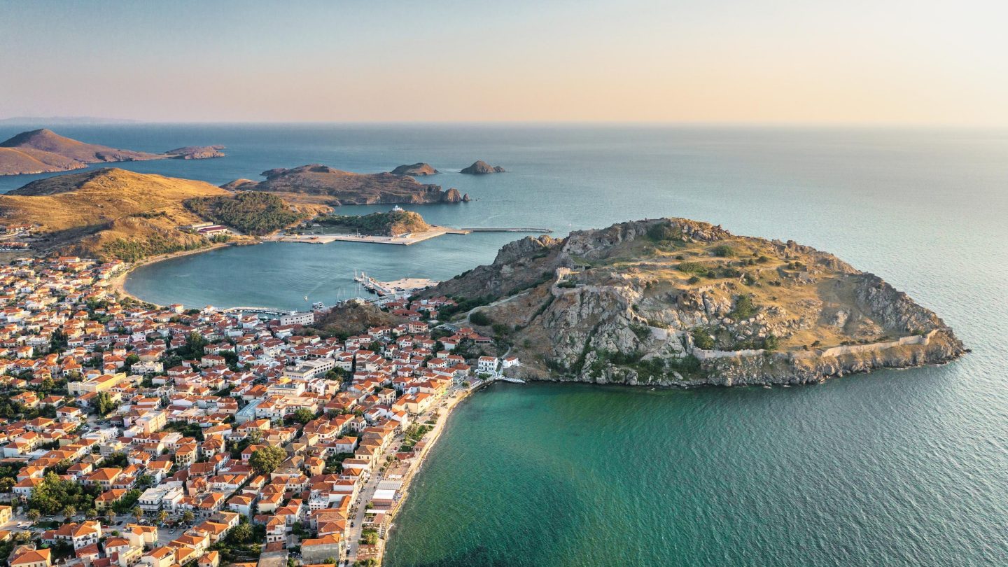 View of Myrina, Limnos island, Greece.